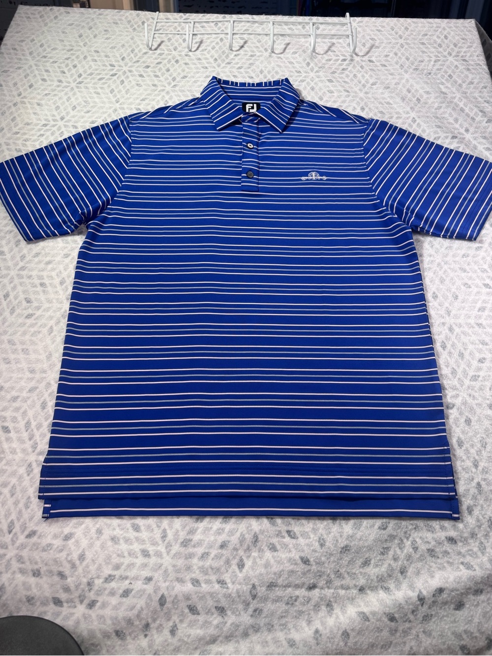 FootJoy FJ Performance Golf Polo Shirt Men’s Medium Blue Striped Country Club